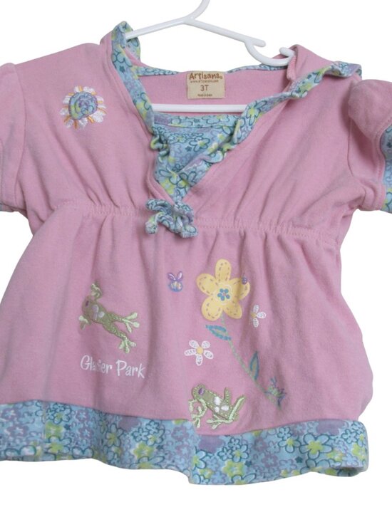 Artisans Other - Artisans Hooded Glacier Park T Shirt Toddler Girls 3T Pink Floral Short Sleeve